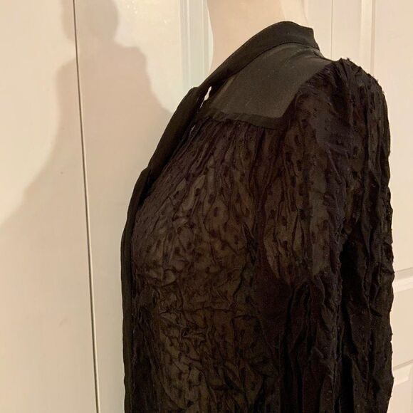 Urban Outfitters Kimchi Blue Black Sheer Tie Neckline Top Size Medium New - Picture 4 of 9